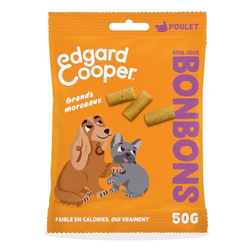 Edgard Cooper Leckerli für Hunde, (Huhn, 50 g Beutel), große Süßigkeiten, frisches Fleisch, kalorienarm, getreidefreie Rezeptur, Bonbons zum Trainieren von Edgard Cooper