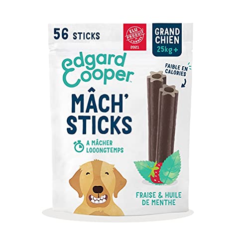 Edgard Cooper Leckerli für Hunde, Minze & Erdbeere, 7 Stäbchen x 8 Stück, groß, Einer pro Tag, kalorienarm, effektiv, langes, effektives Kauen, frischer Atem Edgard Cooper Leckerli für Hunde, Minze & Erdbeere, 7 Stäbchen x 8 Stück, groß, Einer pro Tag, kalorienarm, effektiv, langes, effektives Kauen, frischer Atem von Edgard Cooper