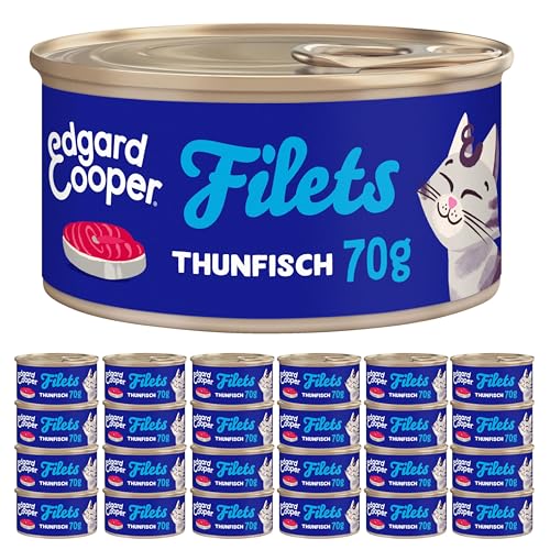 Edgard Cooper Nassfutter für Katzen, (Thunfisch, 70g x 24), Getreidefrei, Filets für Kitten, Adult und Senior Katzen, frischer Thunfisch, Ergänzungsfuttermittel, sterilisierte und aktive Katzen von Edgard Cooper