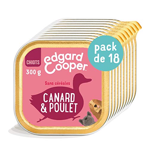 Edgard Cooper Paté für Hunde, Welpen (Ente & frisches Huhn, 300 g x 18 cm), Junior-Hund ohne Getreide, natürliche Nahrung, gesunde Ernährung, schmackhaft und ausgewogen, hochwertige Proteine von Edgard Cooper