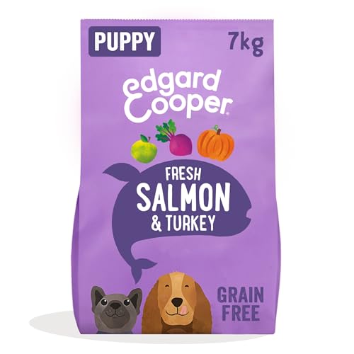 Edgard & Cooper Hundefutter, Welpen, Lachs & Truthahn, 7 kg, natürliches Trockenfutter ohne Getreide, Frischfleisch und ohne Zuckerzusatz, Proteinqualität von Edgard Cooper