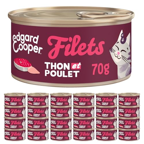Edgard & Cooper Katzenfilet, (Thunfisch & Huhn, 70 g x 24), frisches Fleisch und Fisch und hochwertiges Protein, echte Katzenzutaten, natürliche Netze für sterilisierte und aktive Katzen von Edgard Cooper