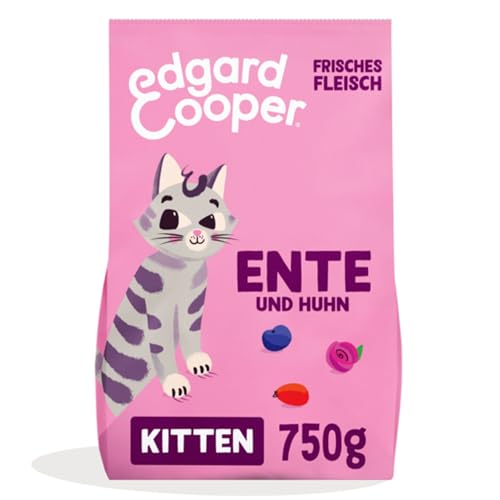 Edgard & Cooper Kitten Trockenfutter, (Ente & Huhn, 750g), Katzenfutter trocken Junior Katzen, ohne Zucker und getreidefrei, sterilisierte Katzen und aktive Katzen von Edgard Cooper