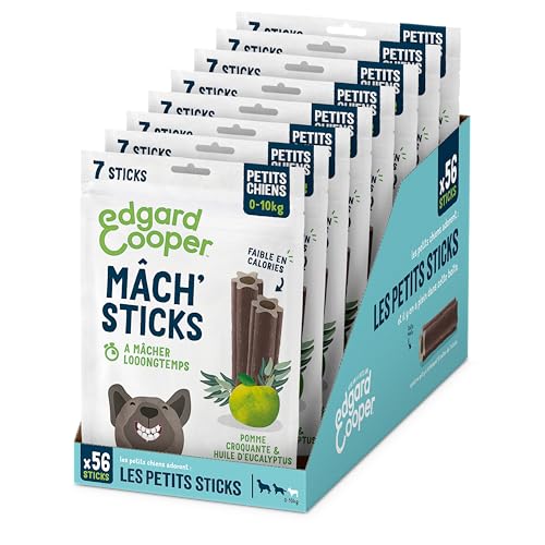 Edgard Cooper Leckerli für Hunde, (Eukalyptus & Apfel, 7 Sticks x 8), klein, Einer pro Tag, kalorienarm, effektives langes Kauen, frischer Atem von Edgard Cooper