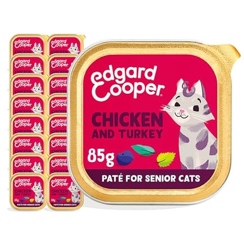 Edgard & Cooper Nassfutter, sterilisierte oder aktive Katzen, Senioren, natürliche Pastete, ohne Getreide, 85 g x 16 cm, Huhn & Truthahn, leicht verdaulich, gesunde Ernährung, schmackhaft und von Edgard Cooper