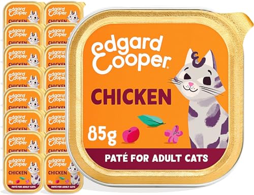 Edgard & Cooper Nassfutter für Katzen, sterilisiert oder aktiv, für Erwachsene, natürliche Pastete, getreidefrei, 85 g x 16 cm, leicht verdaulich, gesunde Ernährung, schmackhaft und ausgewogen von Edgard Cooper