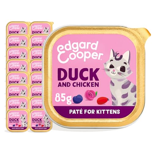 Edgard Cooper Kitten Getreidefreies Katzenfutter Nassfutter Pastete (Ente & Huhn 16 x 85 g), natürliches Katzenfutter im Becher für sterilisierte oder aktive Katzen, frisches Fleisch, ohne von Edgard Cooper
