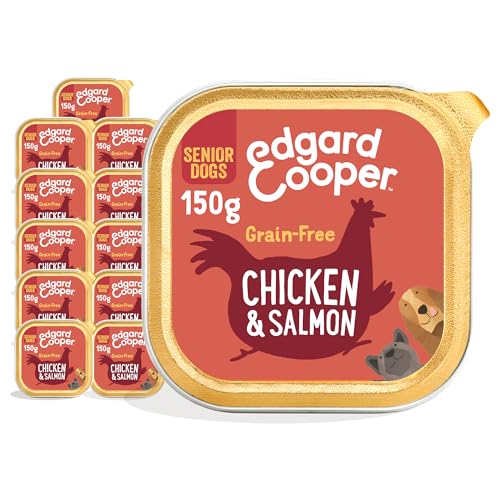 Edgard & Cooper Nassfutter für ältere Hunde, Huhn & Lachs, 150 g x 11 cm, frisches Fleisch und Fisch und hochwertiges Protein, echte Inhaltsstoffe für Hunde, hypoallergen, ohne Zuckerzusatz von Edgard Cooper