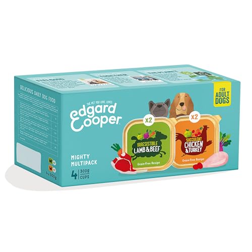 Edgard Cooper Paté für Hunde, Multipack, (Huhn/Lamm 4 x 300g), ohne Getreide Nutrition, schmackhafte und ausgewogene Ernährung, Hochwertige Proteine von Edgard Cooper