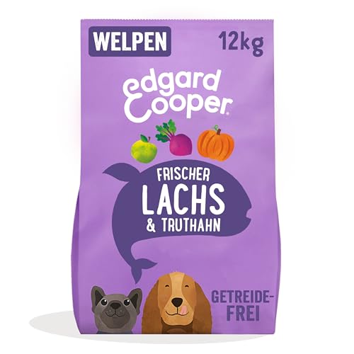 Edgard & Cooper Welpenfutter, Trockenfutter für Hunde (Lachs & Truthahn, 12kg), Hundefutter trocken getreidefrei ohne Zucker, natürliche Zutaten und frisches Fleisch, voller essentieller Aminosäuren von Edgard Cooper
