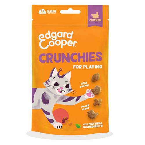 Edgard Cooper natürliche Katzensnacks, Crunchies mit Huhn (1 x 50 g Beutel), getreidefrei, vollgepackt mit frischem Fleisch, mit Katzenminze für spielerische Unterhaltung, natürliche Zutaten & ohne Zuckerzusatz. von Edgard Cooper