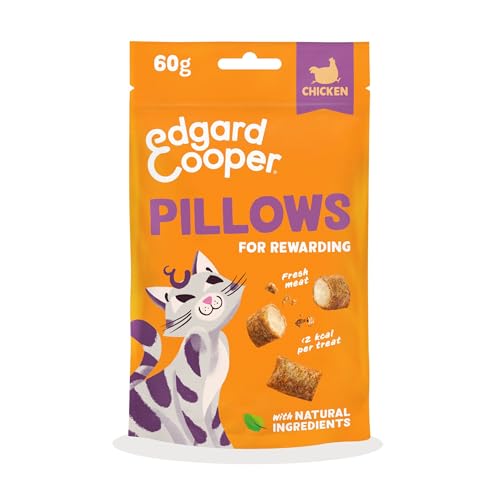 Edgard Cooper natürliche Katzensnacks, Pillows mit Huhn (1 x 60 g Beutel), vollgepackt mit frischem Fleisch, getreidefrei, weniger als 2 kcal pro Snack, natürliche Zutaten & ohne Zuckerzusatz. von Edgard Cooper
