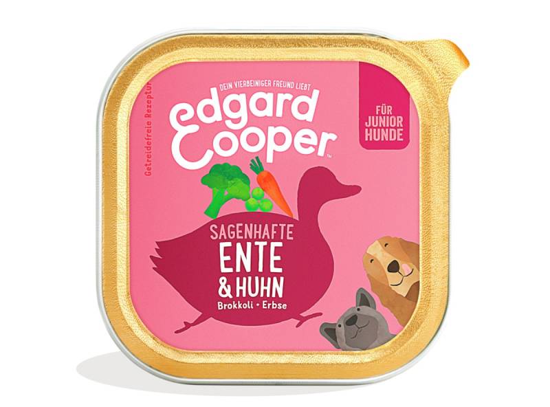 Edgard&Cooper Adult 150 Gramm Hundenassfutter Sparpaket 22 x 150 Gramm Ente und Huhn