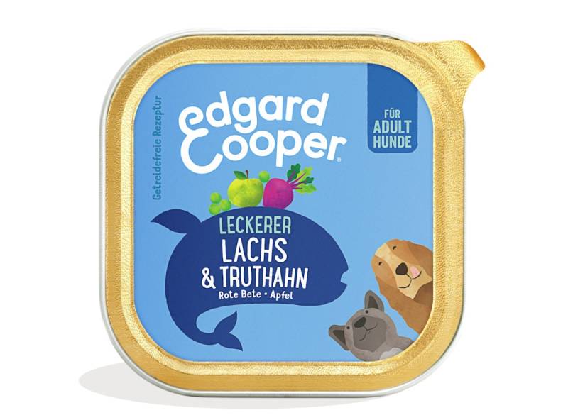 Edgard&Cooper Adult 150 Gramm Hundenassfutter Sparpaket 22 x 150 Gramm Lachs und Truthahn