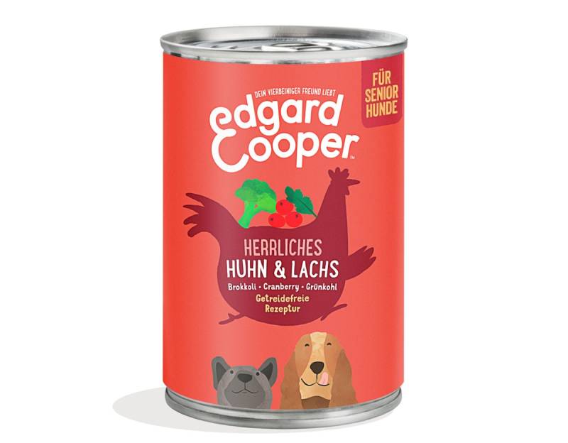 Edgard&Cooper Adult 400 Gramm Hundenassfutter Sparpaket 12 x 400 Gramm Senior Huhn und Lachs