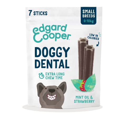 Edgard & Cooper Auszeichnungen für Zahnhygiene für kleine Hunde, 7 Stangen Minze/Erdbeere, tägliche kalorienarme Zahnpflege, verlängertes Kauen, frischer Atem von Edgard Cooper