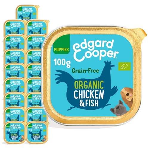 Edgard & Cooper Bio-Nassfutter für Welpen, 17 x 100 g, Huhn und Fisch, getreidefrei, frisches Fleisch und nahrhafte Innereien von Edgard & Cooper