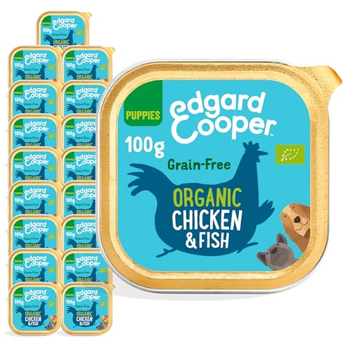 Edgard & Cooper Puppy Bio Getreidefreie Nassfutter Schalen für Hunde (Bio Huhn & Fisch 17 x 100 g), natürliches Hundefutter im Becher, frisches Fleisch, proteinreich, hypoallergen, ohne Zuckerzusatz Edgard & Cooper Puppy Bio Getreidefreie Nassfutter Schalen für Hunde (Bio Huhn & Fisch 17 x 100 g), natürliches Hundefutter im Becher, frisches Fleisch, proteinreich, hypoallergen, ohne Zuckerzusatz von Edgard Cooper