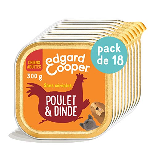 Edgard & Cooper Hundebox Patée für Erwachsene, ohne Getreide, natürliches Futter, 18 x 300 g, Huhn und Truthahn, frisch, gesunde und leckere Ernährung, hochwertiges Eiweiß von Edgard Cooper