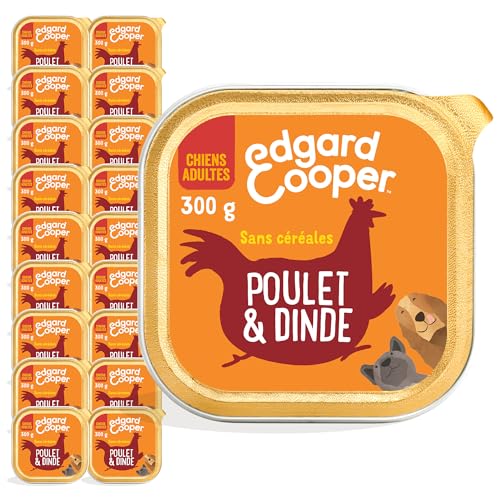 Edgard & Cooper Nassfutter für Hunde, (Huhn & Truthahn, 300 g x 18), ohne Getreide, frisches Fleisch und hochwertige Proteine, echte Zutaten für Hunde, hypoallergen, ohne Zuckerzusatz von Edgard Cooper