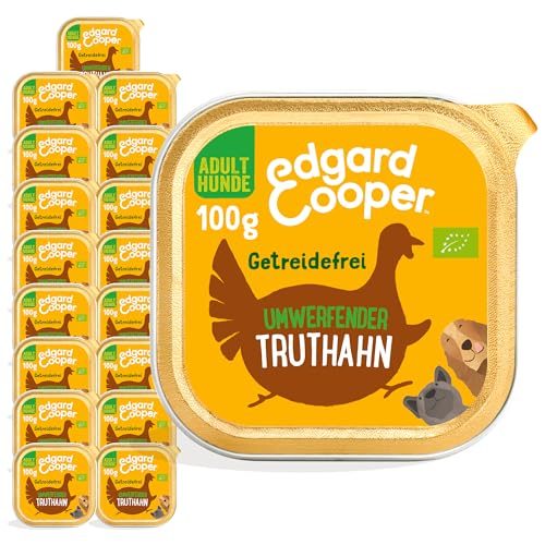 Edgard & Cooper Hundefutter Nass Bio Pate Hund Erwachsene Getreidefrei Nassfutter Biologische Hundenahrung 100g x 17 Frisches Putenfleisch, Schmackhafte, Ausgewogene Ernährung, Hochwertige Proteine von Edgard Cooper