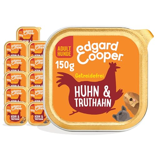 Edgard & Cooper Hundefutter Nass Pate Hund Erwachsene Getreidefrei Nassfutter Natürliche Nahrung 150g x 11 Frisches Huhn & Truthahn, Gesunde Ernährung, Schmackhaft, Ausgewogen, Hochwertige Proteine von Edgard Cooper