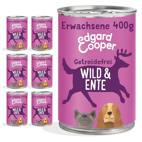 Edgard & Cooper Hundefutter Nass Pate Hund Erwachsene Adult Getreidefrei Nassfutter Natürliche Wild & Ente 400g x 6 mit viel frischem Fleisch und nahrhaften Innereien, Ausgewogene Premiumnahrung von Edgard Cooper