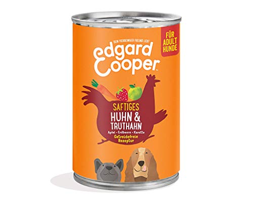 Edgard & Cooper Nassfutter für Hunde (Huhn & Truthahn, 400g x 6), Getreidefrei, natürliche Zutaten und frisches Fleisch, voller essentieller Aminosäuren von Edgard Cooper