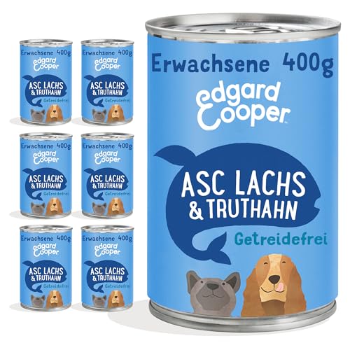 Edgard & Cooper Hundefutter Nass Pate Hund Erwachsene Adult Getreidefrei Nassfutter Natürliche Lachs & Truthahn 400g x 6 mit viel frischem Fleisch und nahrhaften Innereien, Ausgewogene Premiumnahrung von Edgard Cooper