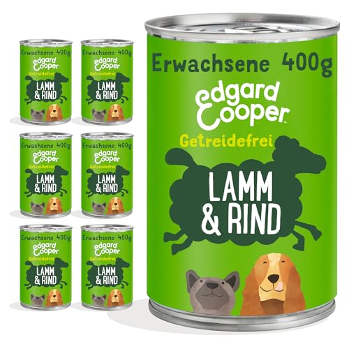 Edgard & Cooper Hundefutter Nass Pate Hund Erwachsene Adult Getreidefrei Nassfutter Natürliche Lamm & Rind 400g x 6 mit viel frischem Fleisch und nahrhaften Innereien, Ausgewogene Premiumnahrung von Edgard Cooper