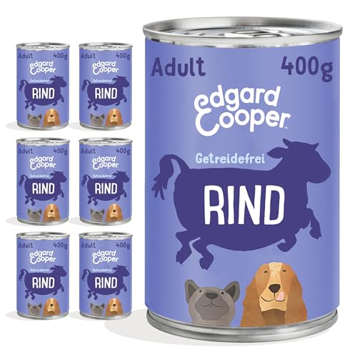 Edgard & Cooper Hundefutter Nass Pate Hund Erwachsene Adult Getreidefrei Nassfutter Natürliche Rind 400g x 6 mit viel frischem Fleisch und nahrhaften Innereien, Ausgewogene Premiumnahrung von Edgard Cooper