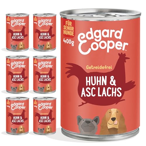 Edgard & Cooper Nassfutter für Senior Hunde (Huhn & Lachs, 400g x 6), Getreidefrei, natürliche Zutaten und frisches Fleisch, voller essentieller Aminosäuren von Edgard Cooper