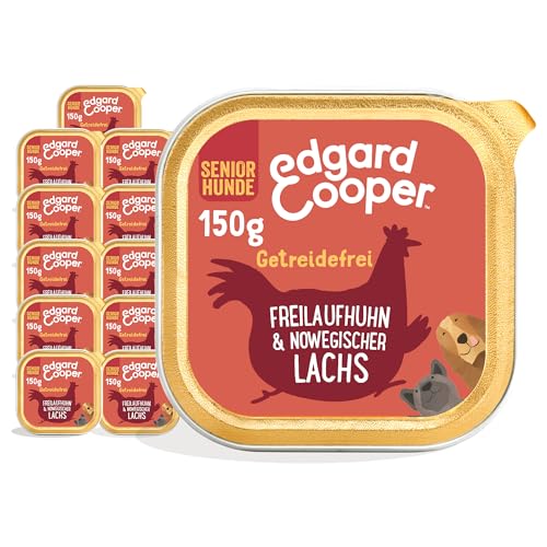 Edgard & Cooper Hundefutter Nass Pate Hund Senior Getreidefrei Nassfutter Natürliche Nahrung 150g x 11 Frisches Huhn & Lachs, Gesunde Ernährung, Schmackhaft, Ausgewogen, Hochwertige Proteine von Edgard Cooper