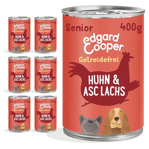 Edgard & Cooper Nassfutter für Senior Hunde (Huhn & Lachs, 400g x 6), Getreidefrei, natürliche Zutaten und frisches Fleisch, voller essentieller Aminosäuren von Edgard Cooper