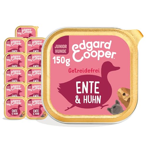 Edgard & Cooper Hundefutter Nass Pate Welpen Hund Junior Getreidefrei Nassfutter Natürliche Nahrung 150g x 11 Frische Ente und Huhn, Gesunde Ernährung Schmackhaft, Ausgewogen, Hochwertige Proteine von Edgard Cooper