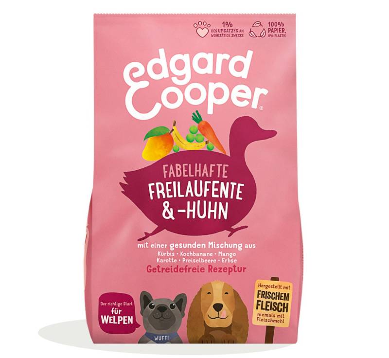 Edgard&Cooper Jun Freilauf-Ente und -Huhn getreidefrei Hundetrockenfutter 12 Kilogramm