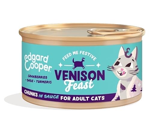 Edgard & Cooper Katzenfutter Nass Pate Getreidefrei Katze Adult Erwachsene Cat Food Festive Feast Cat Wet Food for Cats (85g x 18, Hirsch) von Edgard Cooper