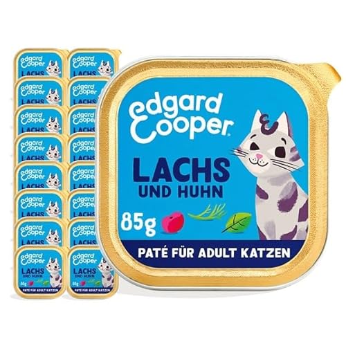 Edgard & Cooper Katzenfutter Nass Pate Getreidefrei Katze Adult Erwachsene Sterilisierte oder Aktive Nassfutter Natürliche Paté 85g x 16 Lachs & Huhn, Schmackhafte und Ausgewogene Nahrung von Edgard Cooper