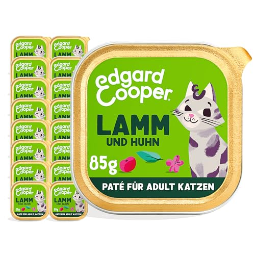 Edgard & Cooper Katzenfutter Nass Pate Getreidefrei Katze Adult Erwachsene Sterilisierte oder Aktive Nassfutter Natürliche Paté 85g x 16 Lamm & Huhn, Schmackhafte und Ausgewogene Nahrung von Edgard & Cooper