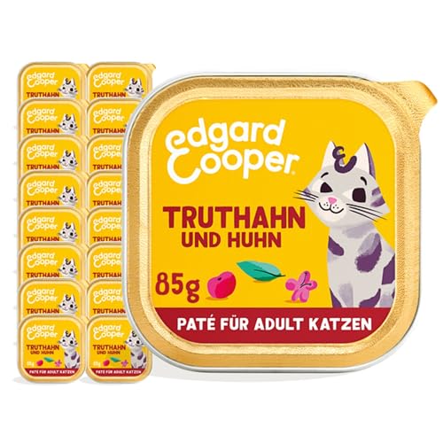 Edgard & Cooper Katzenfutter Nass Pate Getreidefrei Katze Adult Erwachsene Sterilisierte oder Aktive Nassfutter Natürliche Paté 85g x 16 Truthahn & Huhn, Schmackhafte und Ausgewogene Nahrung von Edgard & Cooper