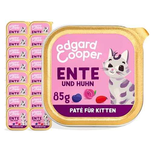 Edgard & Cooper Katzenfutter Nass Pate Getreidefrei Kitten Katze Junior Sterilisierte oder Aktive Katzchen Nassfutter Natürliche Paté 85g x 16 Ente & Huhn, Schmackhafte und Ausgewogene Nahrung von Edgard & Cooper