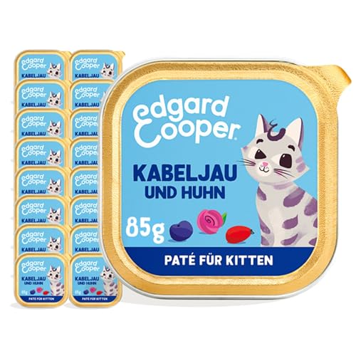 Edgard & Cooper Katzenfutter Nass Pate Getreidefrei Kitten Katze Junior Sterilisierte oder Aktive Katzchen Nassfutter Natürliche Paté 85g x 16 Kabeljau & Huhn, Schmackhafte und Ausgewogene Nahrung von Edgard & Cooper