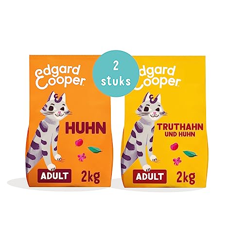 Edgard & Cooper Katzenfutter getreidefrei Trockenfutter hochwertiges Katzenfutter ohne Getreide Adult Huhn 2kg + Adult Truthahn & Huhn 2kg, Natürlicher, für Indoor Katzen und Freigänger von Edgard Cooper