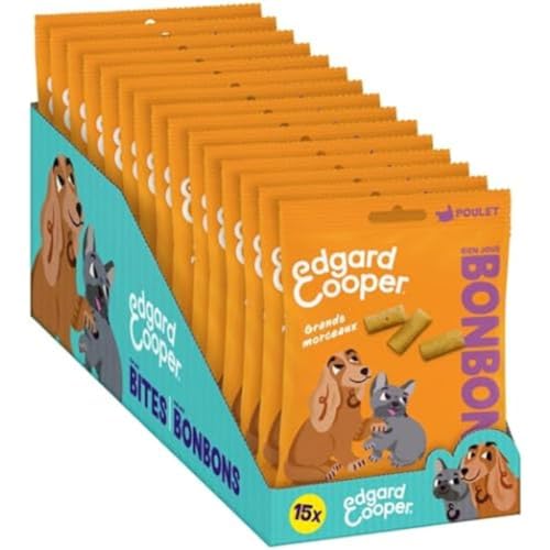 Edgard & Cooper Leckerlis für Hunde, große natürliche Bonbons, für Erwachsene Hunde, ohne Getreide, Beutel mit 50 g x 15 cm, Huhn von Edgard & Cooper
