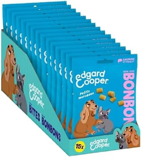 Edgard & Cooper Leckerlis für Hunde, kleine natürliche Bonbons, für Erwachsene Hunde, ohne Getreide, Beutel mit 50 g x 15 cm, Lachs & Huhn von Edgard Cooper