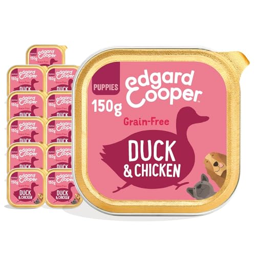 Edgard Cooper Puppy Getreidefreies Nassfutter für Hunde (Ente & Huhn 11 x 150 g), natürliches Hundefutter im Becher mit frischem Fleisch & Aminosäuren, glutenfrei, proteinreich von Edgard Cooper
