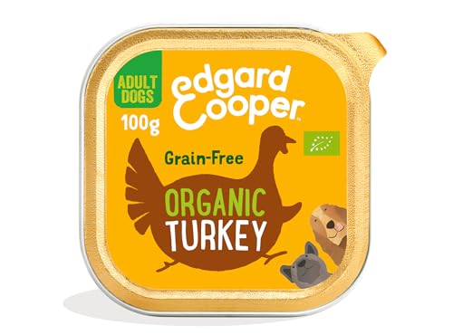 Edgard & Cooper Bio Nassfutter für ausgewachsene Hunde – (Bio Truthahn, 17 x 100g Tassen) – getreidefrei, natürliche Inhaltsstoffe & frisches Fleisch, voller essentieller Aminosäuren für gesunde von Edgard Cooper