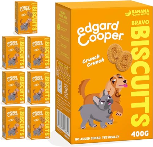 Edgard Cooper Hundeleckerli, Bravo Biscuits (Banane, 400g x 7) Adult & Welpen Leckerlis, Getreidefrei, Pflanzenbasiert, voller Obst und ohne Zuckerzusatz von Edgard Cooper