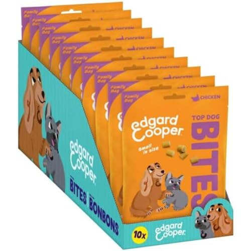 Edgard & Cooper Hundeleckerli, Top Dog Bites (Huhn, 120g Family Pack x 12, Kleine Bites), Leckerlis, Getreidefrei, Natürliche Zutaten, hoher Proteingehalt und frisches Fleisch von Edgard Cooper