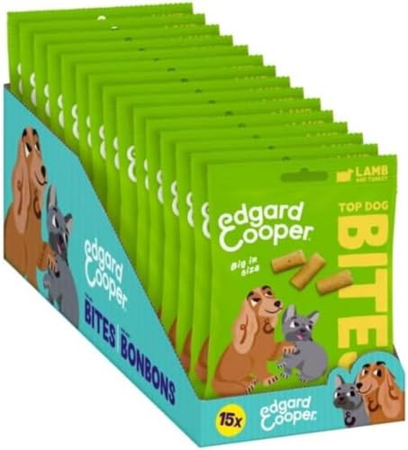 Edgard & Cooper Hundeleckerli, Top Dog Bites (Lamm & Truthahn, 50g x 15, Kleine Bites), Leckerlis, Getreidefrei, Natürliche Zutaten, hoher Proteingehalt und frisches Fleisch von Edgard Cooper